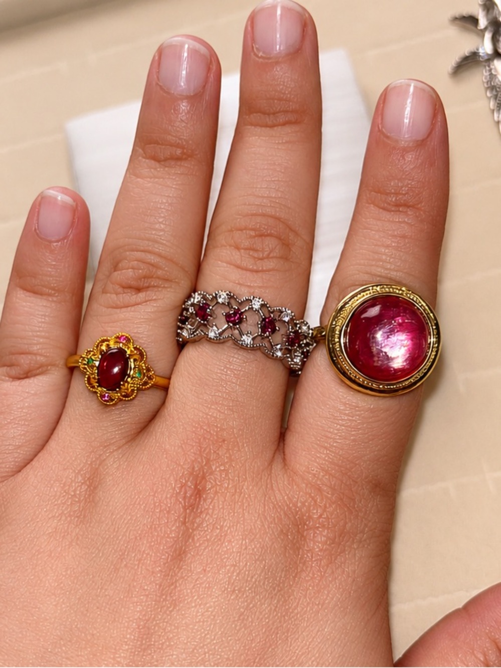 1 ~ Birthstone Rings | Ruby | Adjustable | Nickel Free | July - Picture 3 of 9